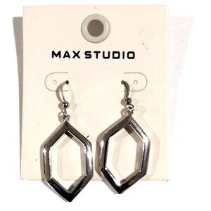 Elegant Silver tone Hexagon Shaped Drop Dangle Earrings, Women's Fashion Jewelry